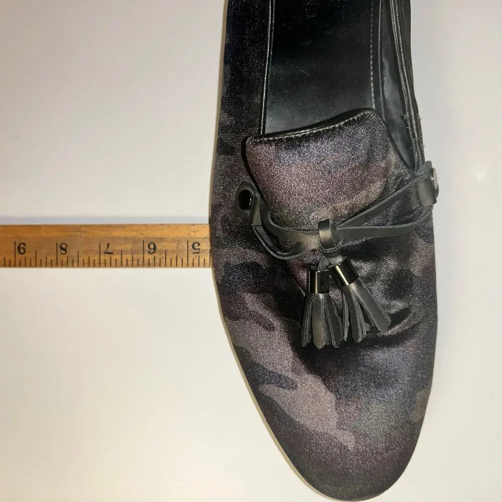 ALDO Mens Camo Velvet Tassel Loafers Size 12 Black Gray Slip On Dress Shoes 45
